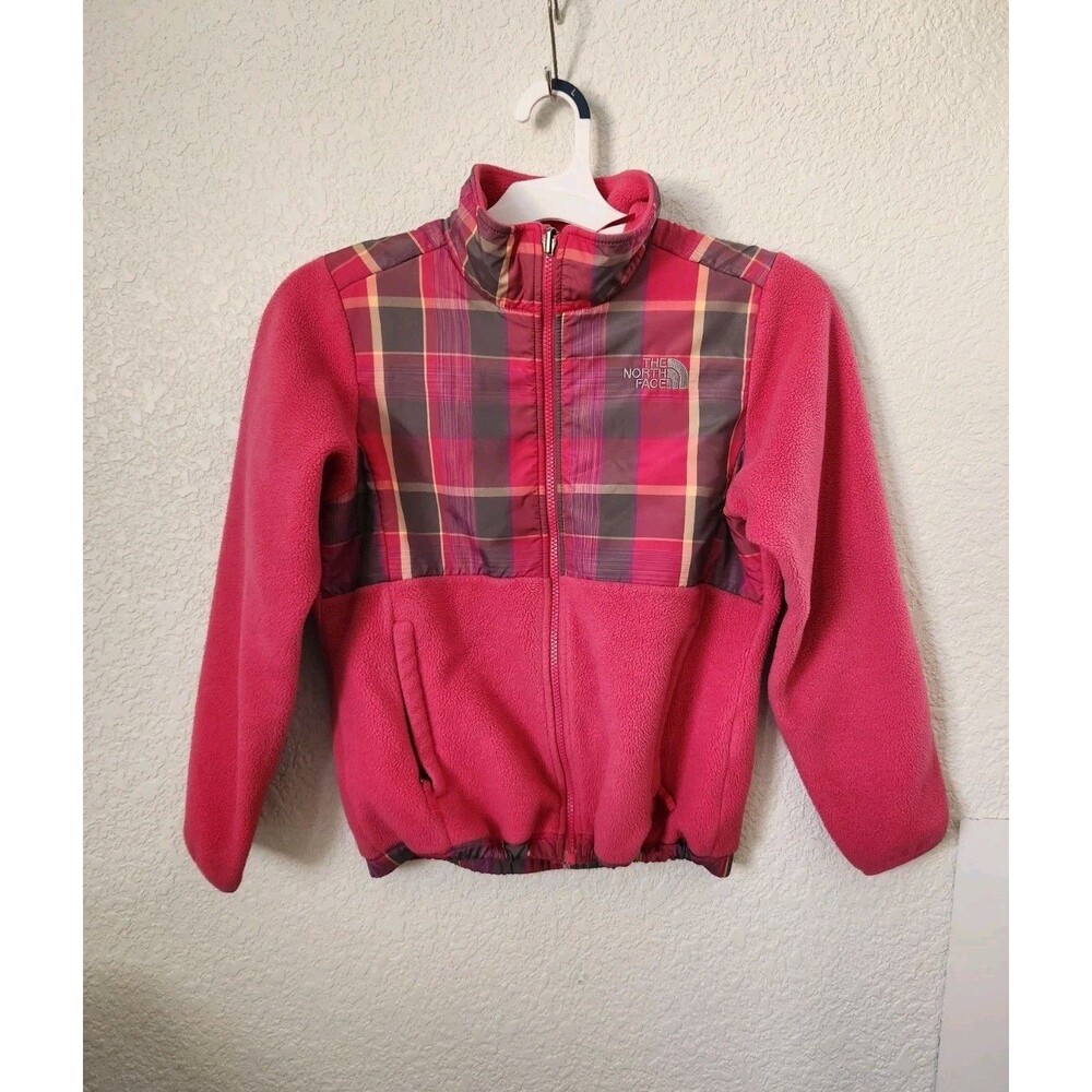 The North Face Denali Fleece Full Zip Jacket Pink Plaid Girl’s 10-12